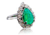 Tear Drop Design Emerald Diamond Ring