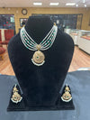 Designer Necklace Set with Emerald Stones