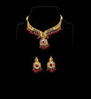 Designer Golden And Red Stone Necklace