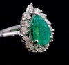 Tear Drop Design Emerald Diamond Ring