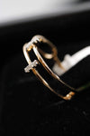 Golden Stainless Steel Diamond Ring