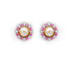 Pink And White Diamond Stud Earrings